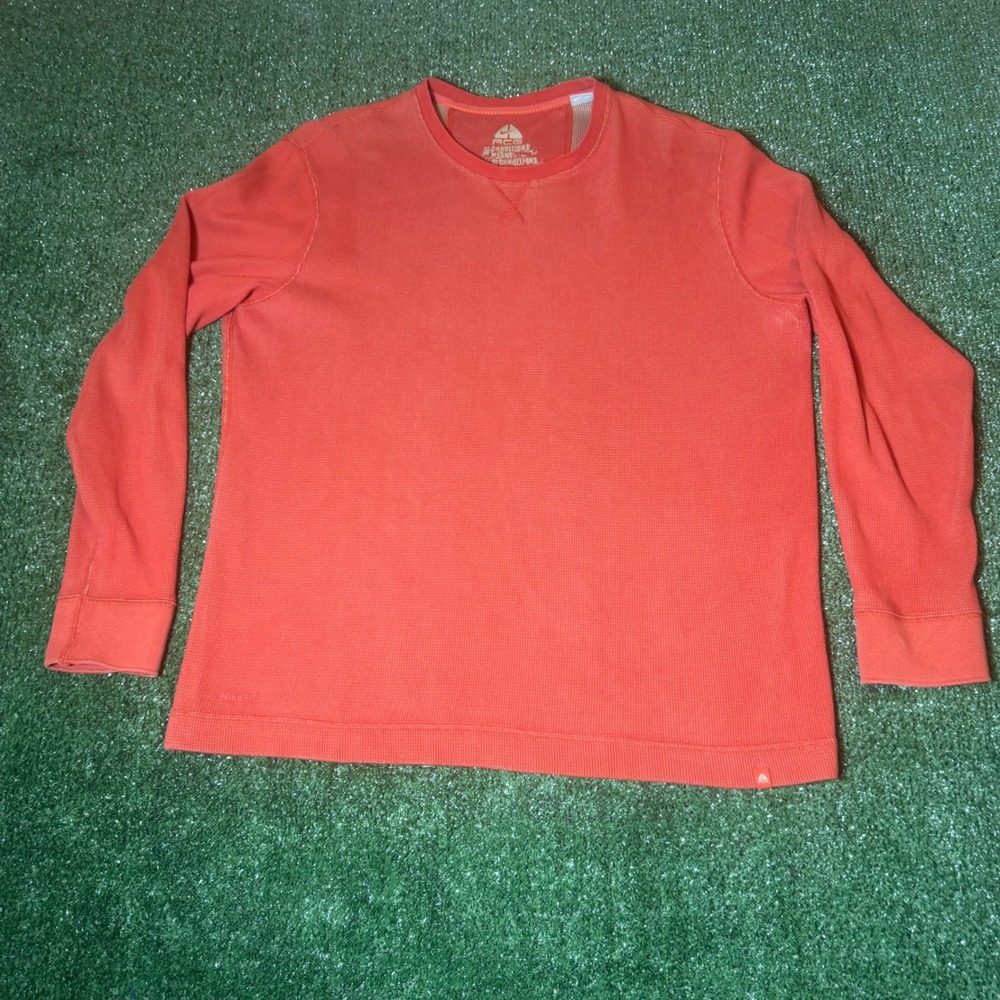 Nike ACG Mens Waffle Knit Thermal Long Sleeve Shirt Orange Large All Conditions